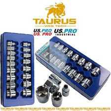 17PC US PRO 3/8" DR Shallow Metric Sockets Knurling Ring Grip 8-24MM CR-V DIY UK