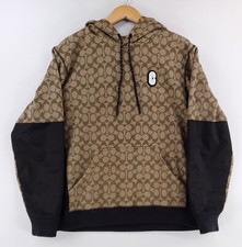 Coach Hoodie AOP Long Sleeve Pullover Brown Black 89747 Mens L