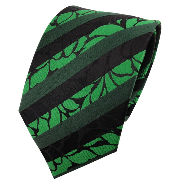 Tigertie Designer Seidenkrawatte In GrüN LeuchtgrüN Schwarz Gestreift-image