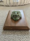 Vintage Mayan Aztec Wall Plaque El Arte Azteca Malachite Stone on Wood Plaque — photo 6