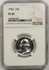 1953 25C NGC Proof PF 65 Washington Silver Quarter