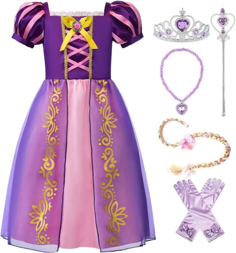 ReliBeauty Girls Dress Puff Sleeve Princess Costume, 3T, Purple(with Accessories
