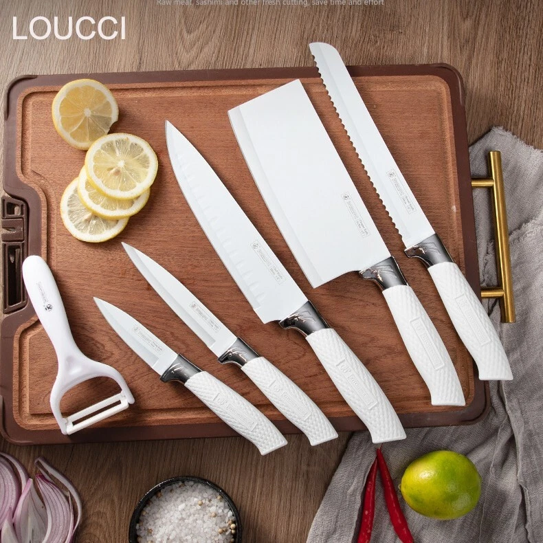 6PCS Kitchen Knife Set Stainless Steel Forged Meat Cleaver Ceramic