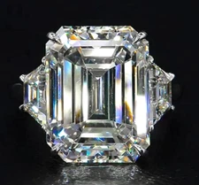 HUGE 48 Ct Certified Treated Off White Diamond Solitaire Promise Ring.925 Silver