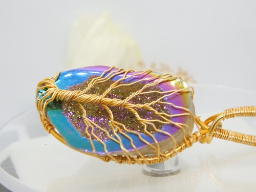 129Ct 100% Natural Titanium Druzy Fancy cut Pendant Gemstone sparking ref video - Imagen 8 de 15