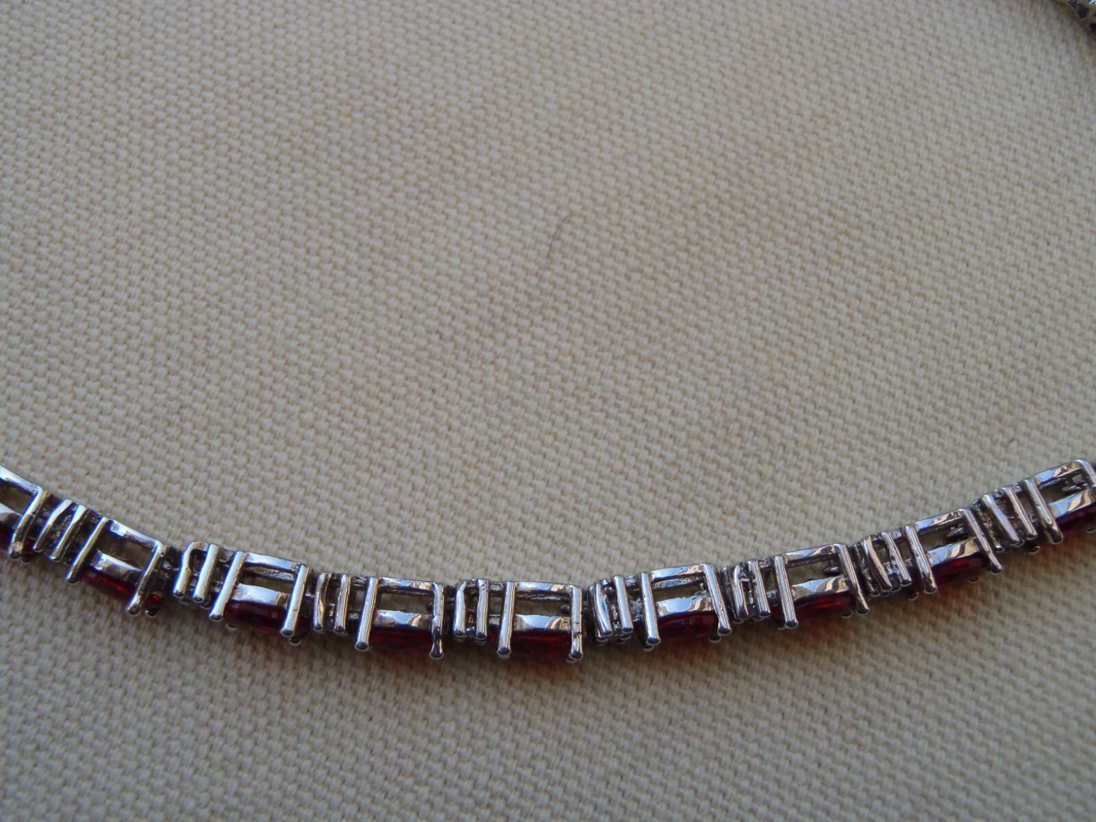 Vintage Ruby Red Simulated Stone Tennis Necklace - image 10