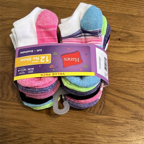 Hanes Ultimate Girls Size M 10.5-4 Multicolored No Show Socks 12 Pairs Pack - Picture 3 of 3