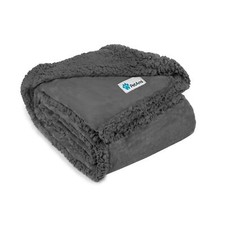 Reversible Dog Blanket 60" x 40" Gray Soft Plush Cozy Sherpa Lining Waterproof