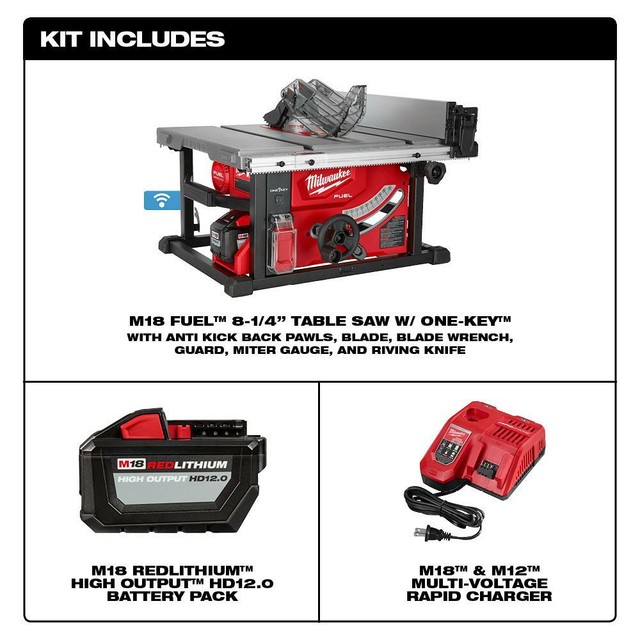 Milwaukee Cordless Table Saw 18Volt Battery Rapid Charger Brushless