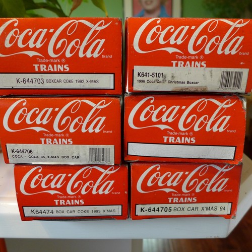 Lot of 6 K-Line "Coca-Cola" O guage X-Mass Box Cars (NEW IN BOX)