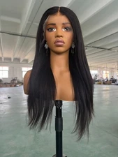 13x6 24inch HD  yaki straight Wig 180% density 100% Human Hair