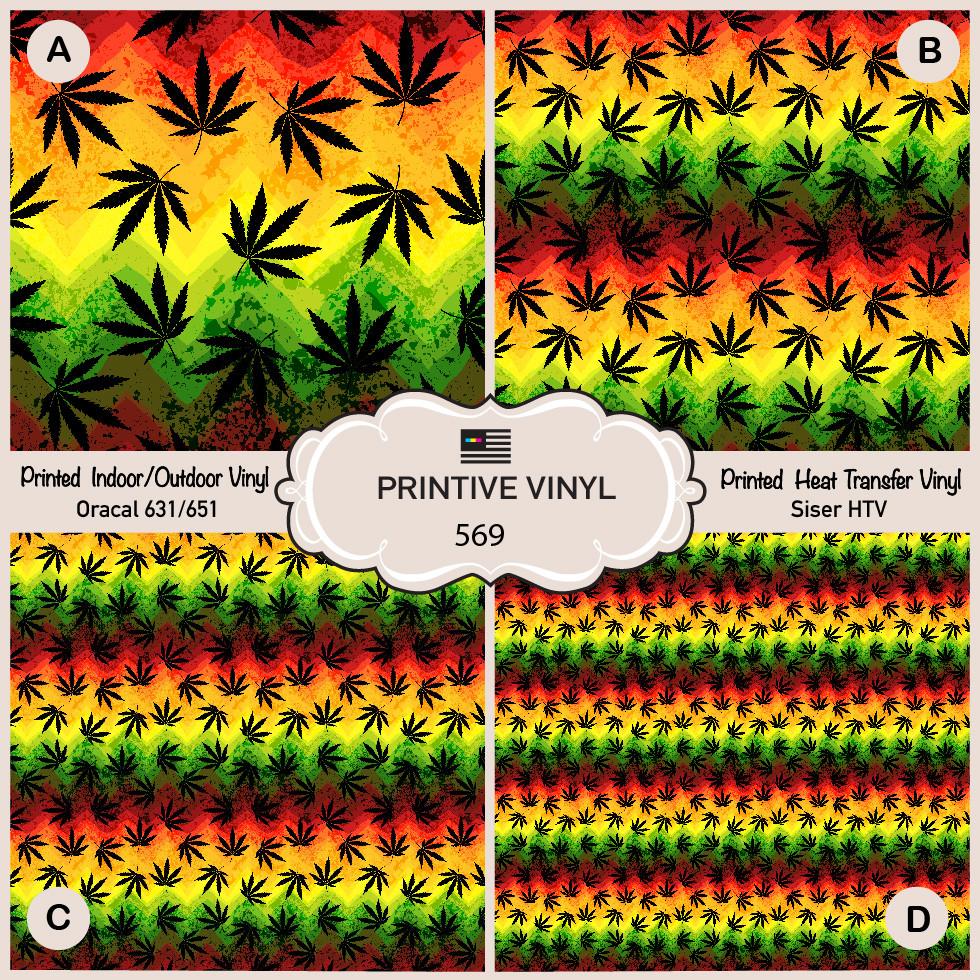 Marijuana Cannabis Leave Pattern Printed HTV, Oracal 651, Siser, Craft Vinyl 569