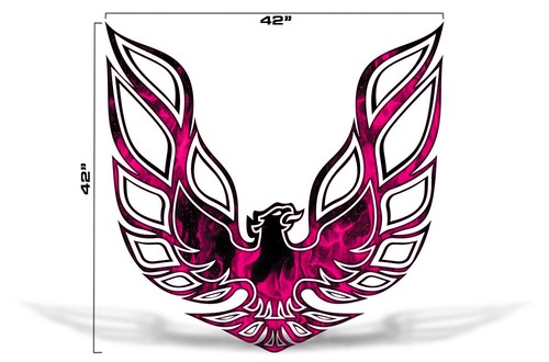 42" X 42" Firebird Hood Graphic Decal Sticker For Pontiac Trans Am PINK FLAMES - Foto 1 di 4