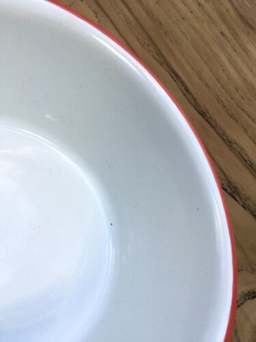 Padella pentola smaltata vintage manico rosso bianco 6" metallo - Foto 11 di 12
