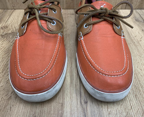 Polo Ralph Lauren Men’s Sander Casual 2-eye Boat Shoes Orange Leather Size 13D - Picture 6 of 16