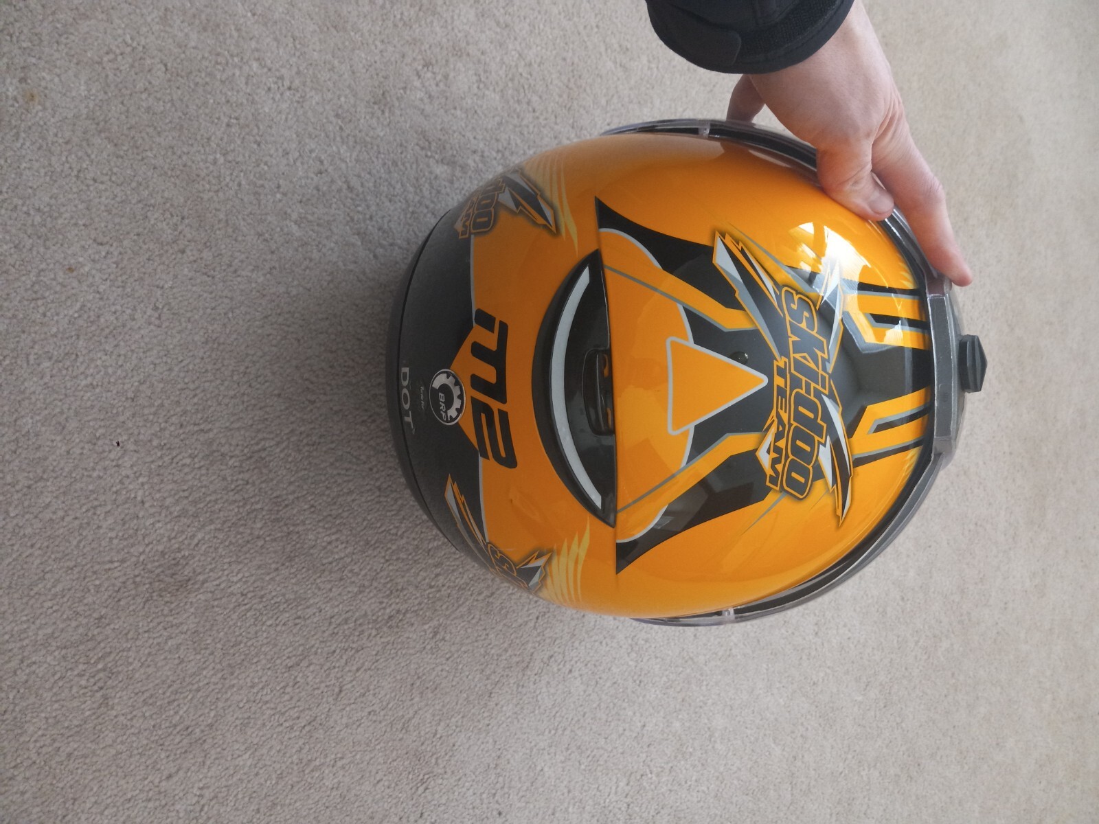 Skidoo Modulaire 2 Yellow Snowmobile Helmet with breath deflector eBay