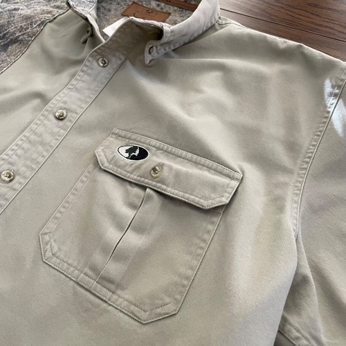 Mossy Oak Shooter Shirt Men's XL Short Sleeve Tan Camo Beige Heavy Canvas - Picture 7 of 10