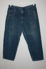 Vtg Guess Baggy Jeans Size 36x30 Altered (meas 36x26) Green Triangle USA Made