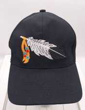 Unisex Native Pride, Embroidered Feather, Black Hat/Cap Strap