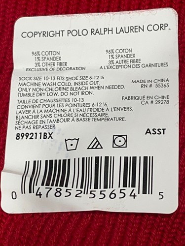 Men Red Polo Ralph Lauren Polo Bear Thick Warm Socks NEW - Picture 4 of 5