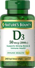 Nature's Bounty Vitamin D3 2000IU Immune Support Softgels 240 Count