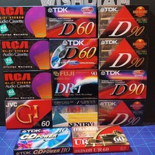Lot of 14 NEW Sealed 60-110 Minute Audio Cassette Tapes RCA Maxell TDK Sentry