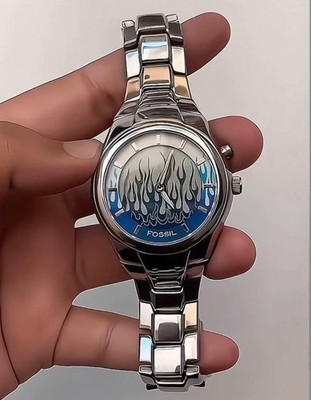 時計 FOSSIL BIG TIC Watch 00s y2k Silver blue Vintage Fossil Big Tic Watch Unboxing | Streetwear Watch