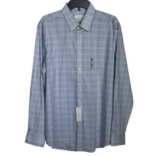 Calvin Klein Steel Men's Reg-Fit Stretch Dress Shirt, Navy/white 16.5 34-35 85