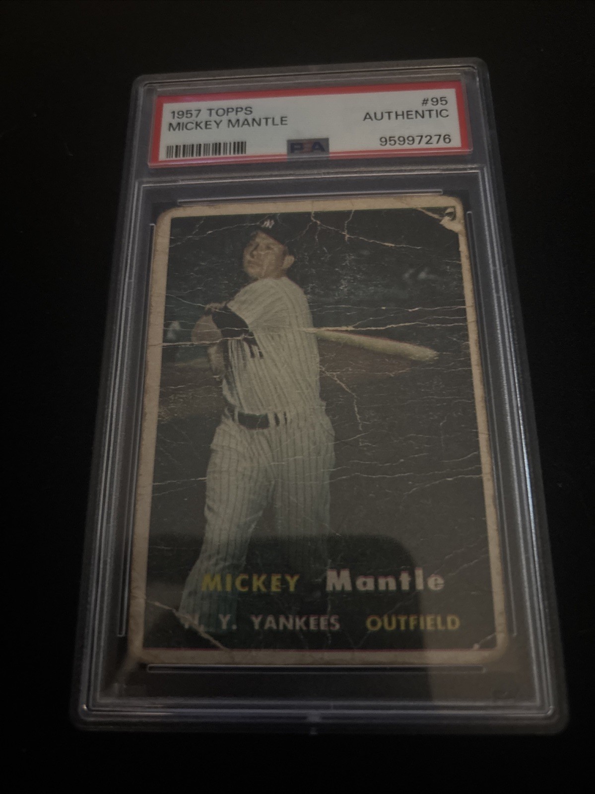 1957 Topps Mickey Mantle #95 New York Yankees PSA AUTHENTIC view 2
