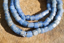 Antique Russian Blue African Glass Trade Beads (8-11mm) 35" Strand (2811B571)