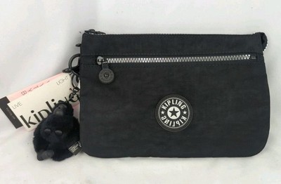 Kipling Riri Zip Black Glorious Silver Crossbody Bag