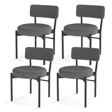 4 PCS Dining Chair w/Curved Backrest Padded Seat Metal Legs for Dining Room