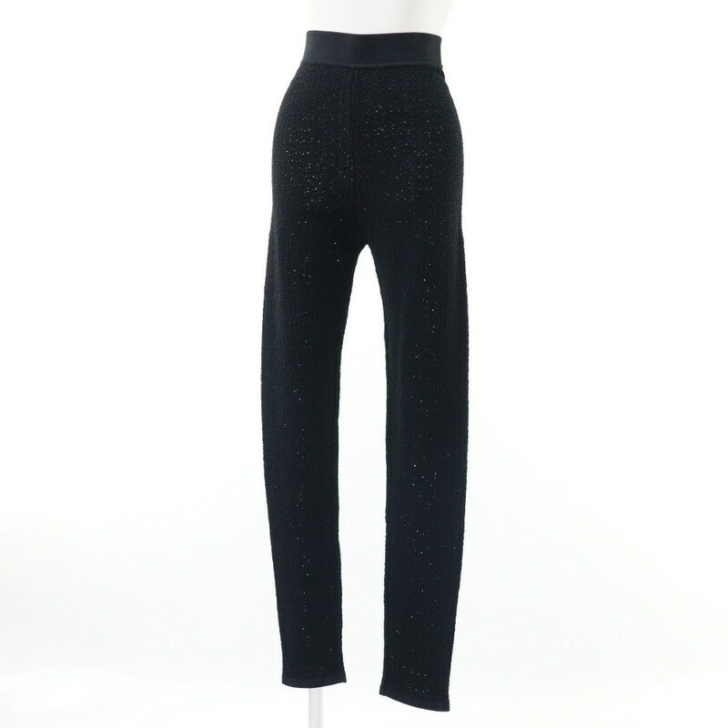 ALTRA LOEWE Taglia S Leggings in Maglia Spacchette Pantaloni Elasticizzati Made in Italy Tessuto Marcato...