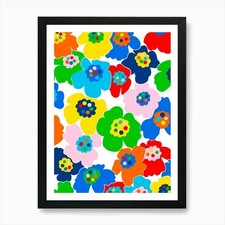 Colourful abstract floral print Art Framed Wall Art Poster Canvas Print Picture