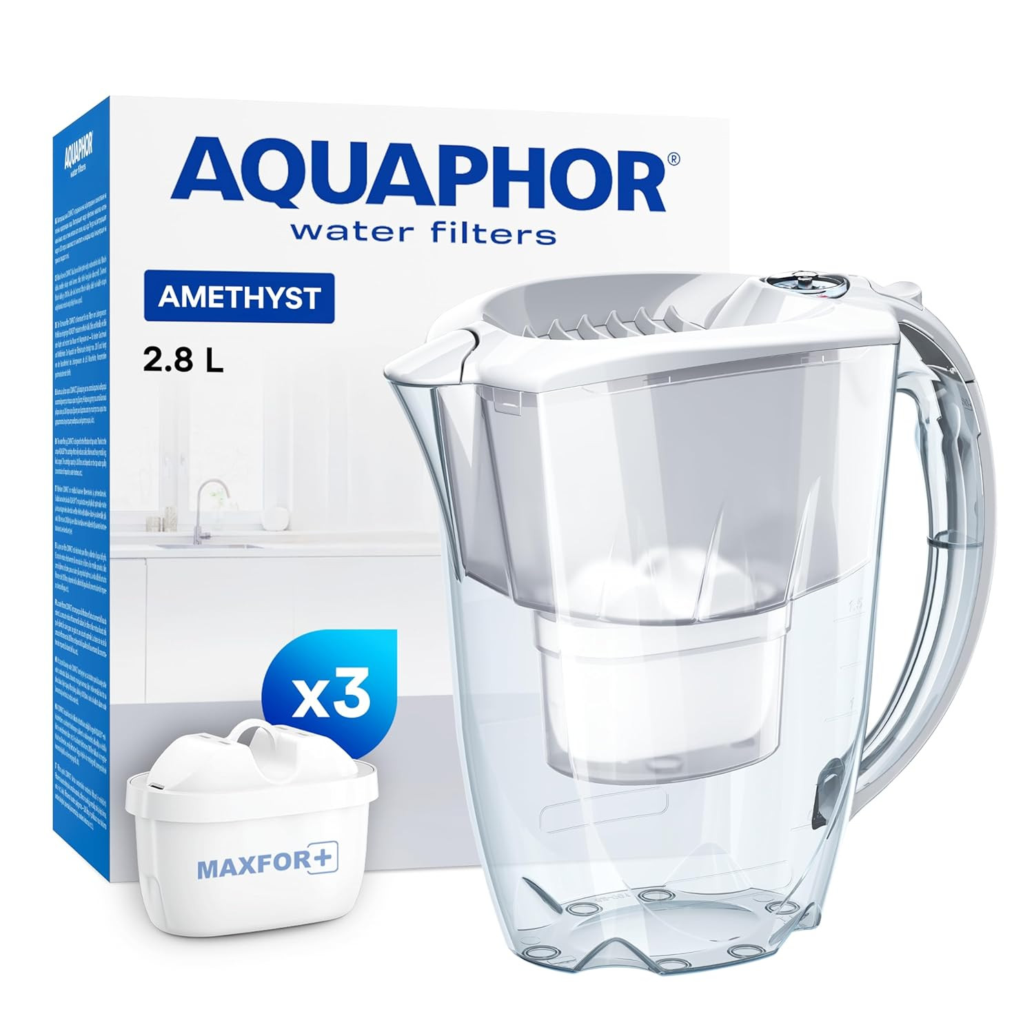 SUPER OFFERTA: Caraffa Aquaphor Amethyst + 3 Filtri Maxfor+ 2.8L