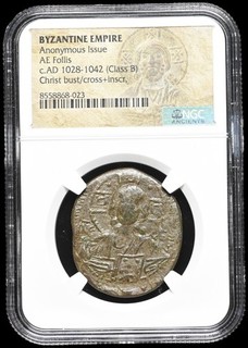 BIZANTINO. Cristo anonimo Follis 1028 1034 d.C. Classe B Certificato NGC