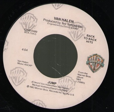 Van Halen Jump 7'' vinyl USA Warner Bros Back to back hits reissue 2 track 7''