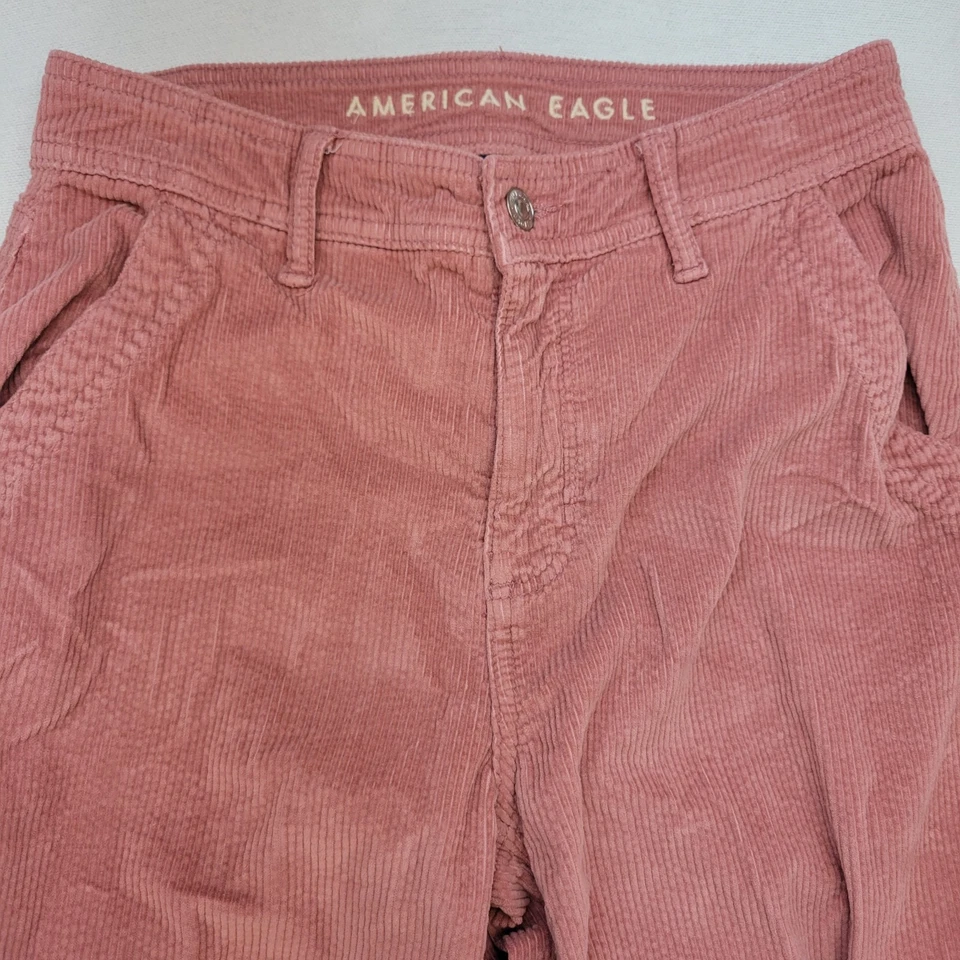 Брюки женские American Eagle 0 розовые вельветовые с высокой талией мешковатые широкие штанины - Изображение 2 из 4