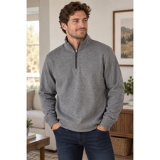 Old Navy Men Gray Marl Fleece Mock Neck 1/4 Zip Pullover Sweatshirt Size L