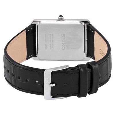 Seiko Essentials Quartz White Dial Black Leather Men's Watch