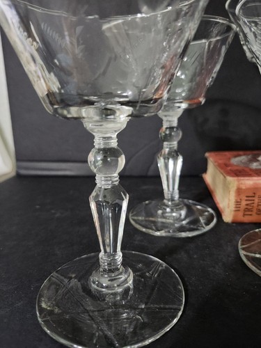 Rock Sharpe Libbey Aniversary Etched Cut Champagne Glass Set of 8 - Picture 2 of 8