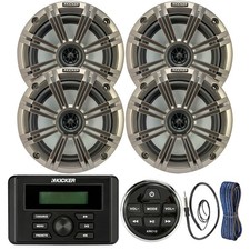 Kicker KMC3 Stereo Receiver w/Remote, 4x 6.5" Speaker, Accessories