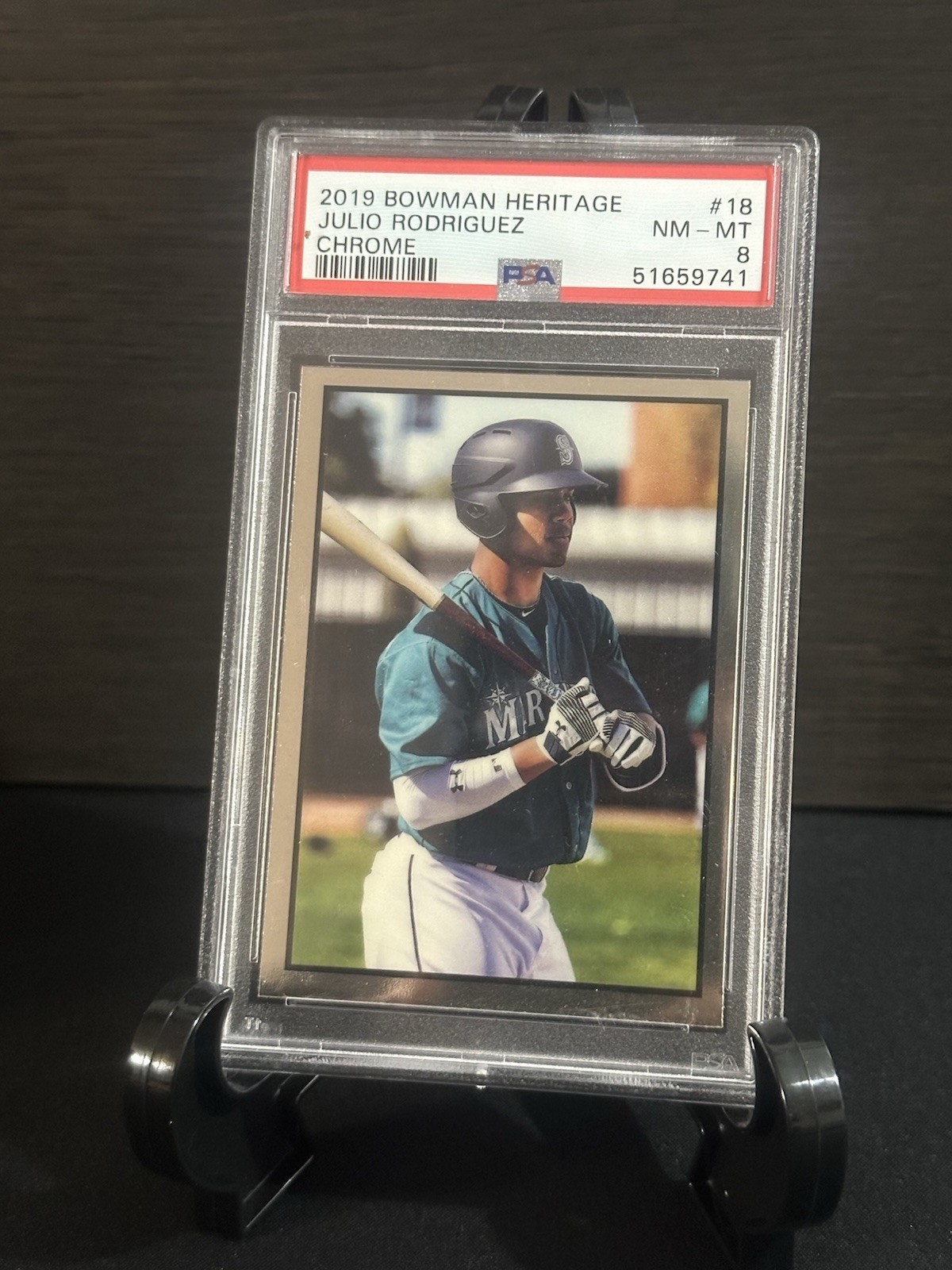 2019 Bowman Heritage Chrome Julio Rodriguez #18 PSA 8 NM-MT