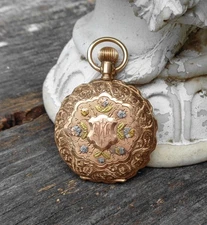 1893 Elgin Pocket Watch 10K Tri-Color Gold Hunt Case 0s 7j Runs Needs Service