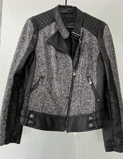 Coole Jacke Amisu New Yorker Größe 38 mit Kunstleder abgesetzt Schwarz / Grau