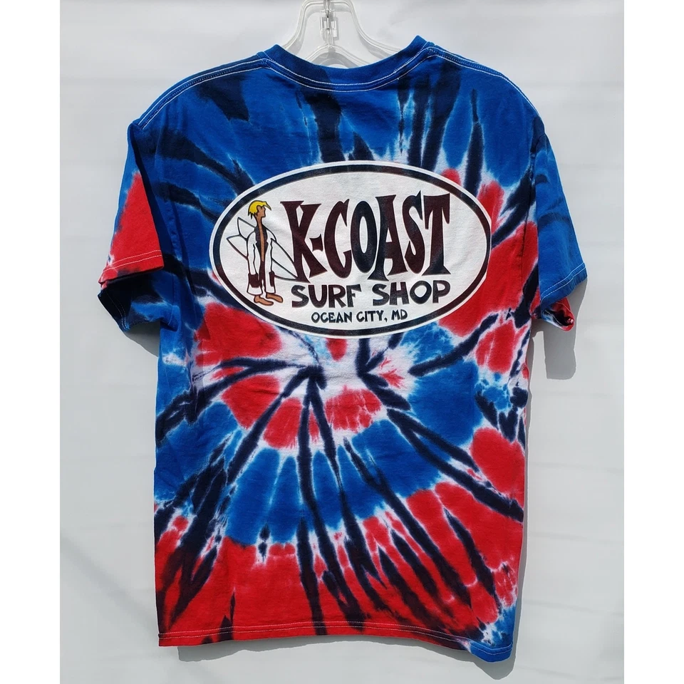 Camiseta playa K-Coast Surf Shop Ocean City para hombre mediana tie-dye gráfico logotipo Foto 3 de 4