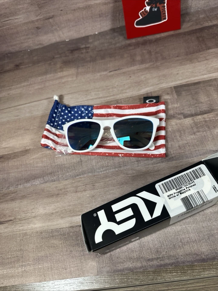 Oakley Frogskins blanco pulido con zafiro. 4 de Julio Edición Limitada ¡Raro!! Foto 4 de 4
