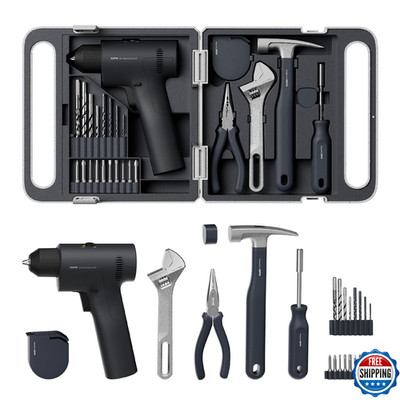 HOTO 25PCS Household Tool Kit with 16V Brushless Drill, 3/8  Keyless Chuck, Smar