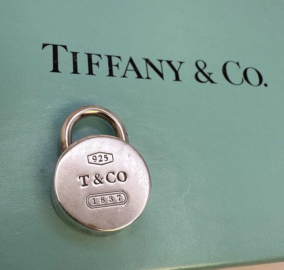 Tiffany & Co Sterling Silver 1837 Round Padlock Lock Charm Pendant