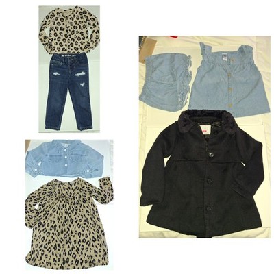 Lot Of 7 Pieces Toddler Girl Clothes Coat, Jeans,  Dress Shirts  2T Carters Used